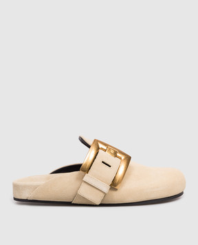 Balmain Beige suede mules PB GN1UR208LCTA