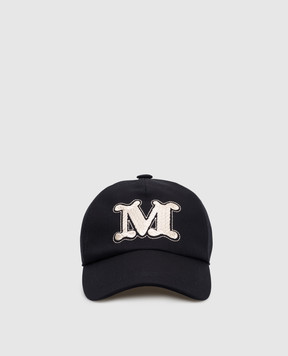 Max Mara MXARIBALDO blue cap with embroidered monogram logo MXARIBALDO
