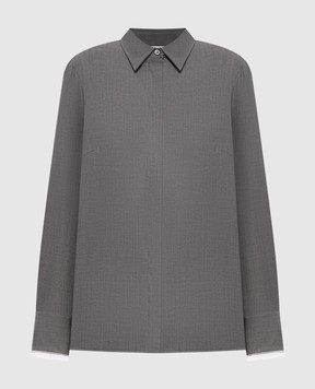 Peserico Gray wool shirt with monil chain A06818D06461