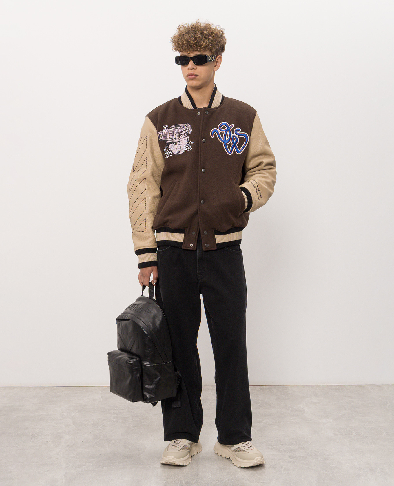 Brown bomber jacket with wool Off-White 2