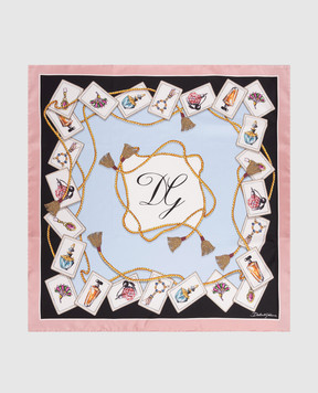 Dolce&Gabbana Silk scarf in branded print with monogram FN090RGDDLP