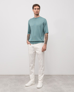 ISAIA White pants with a patch PNT005XP871