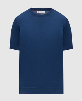 Brunello Cucinelli Blue t-shirt with piping M29805200