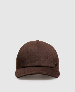 Stefano Ricci Brown cashmere and suede cap MCV63SB05EC0001T