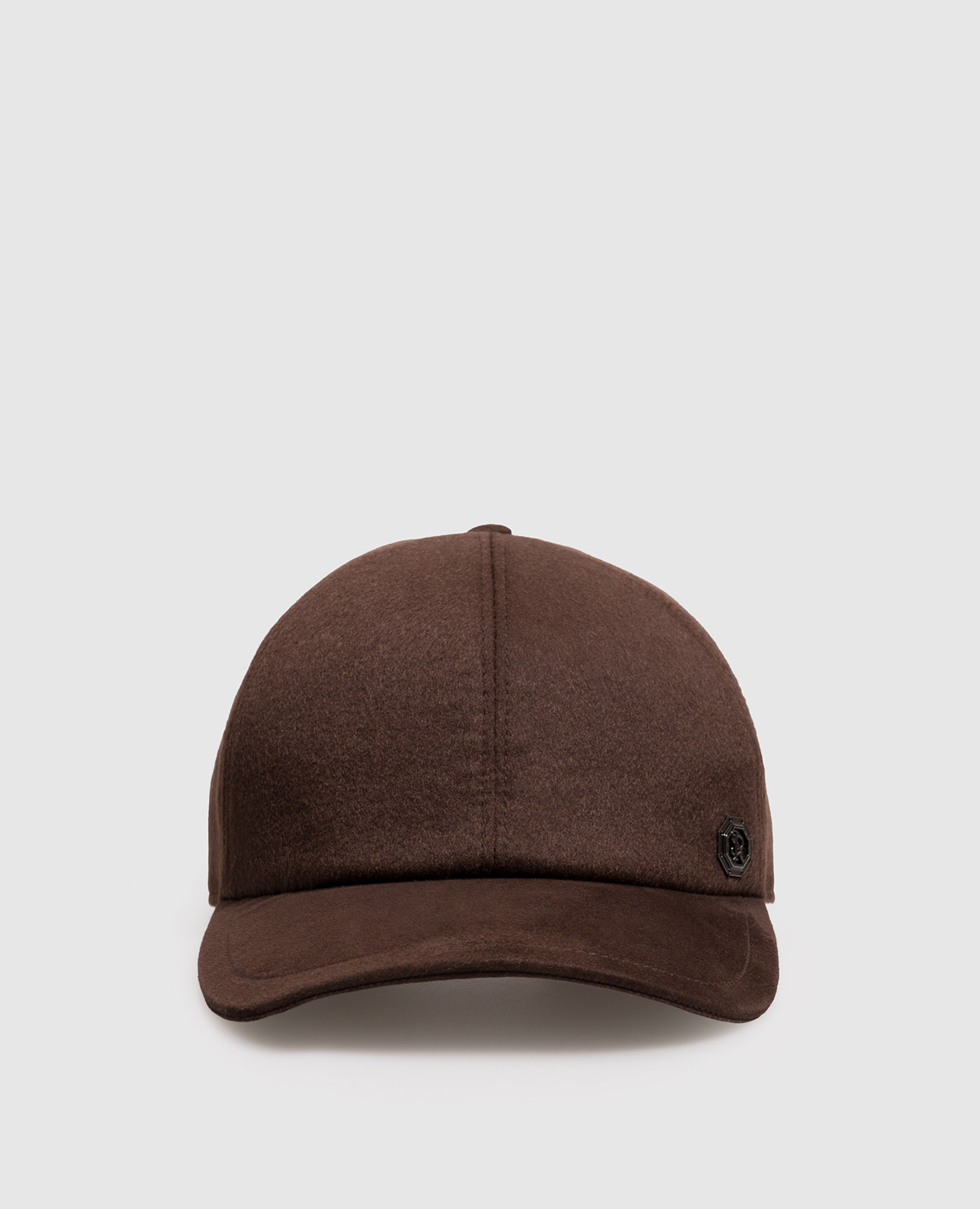 Brown cashmere and suede cap Stefano Ricci