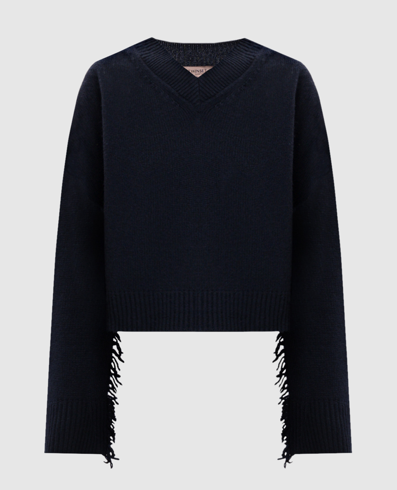 Blue wool and cashmere pullover