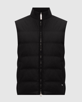 Stefano Ricci Black wool and cashmere down vest MDJ63002105803