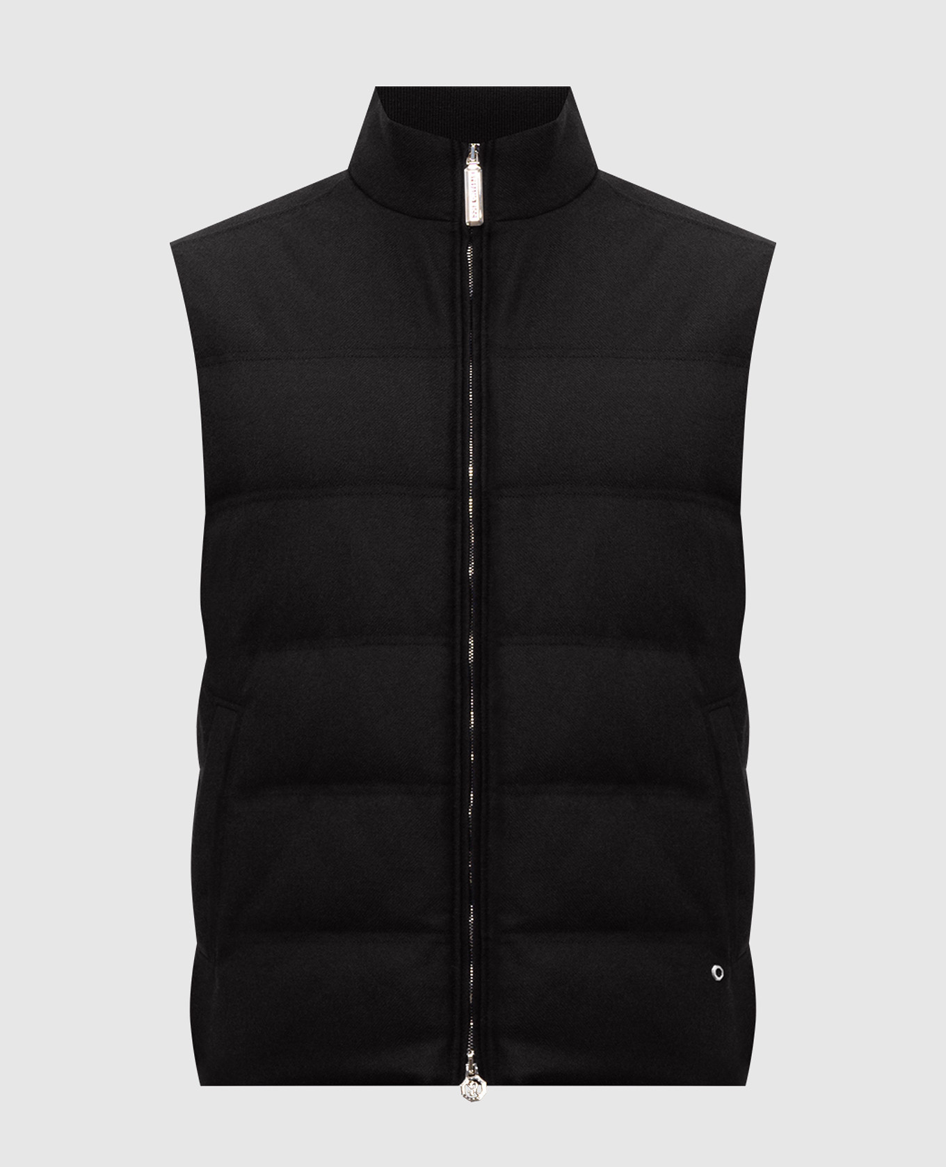 Black wool and cashmere down vest