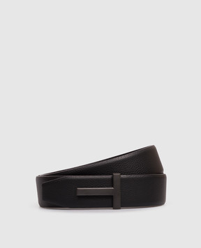 Tom Ford Black leather belt with matte buckle TB178LCL236L