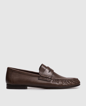 Brunello Cucinelli Brown leather loafers with monil chain MZSLC3370P