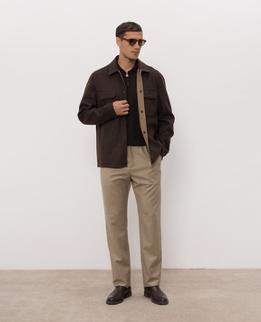 Kiton Brown cashmere and silk polo shirt UMKX05Z