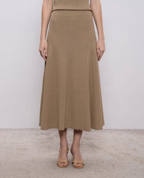 Agnona Brown midi skirt with silk KG110107Q180P