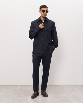 ISAIA Blue checked wool pants PNC05399627