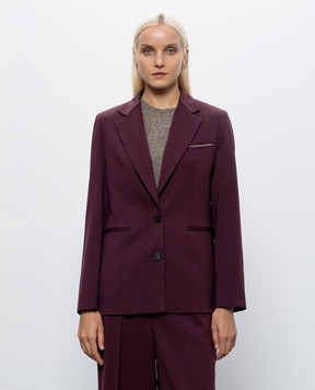 Peserico Purple wool jacket with monil chain S0170203464