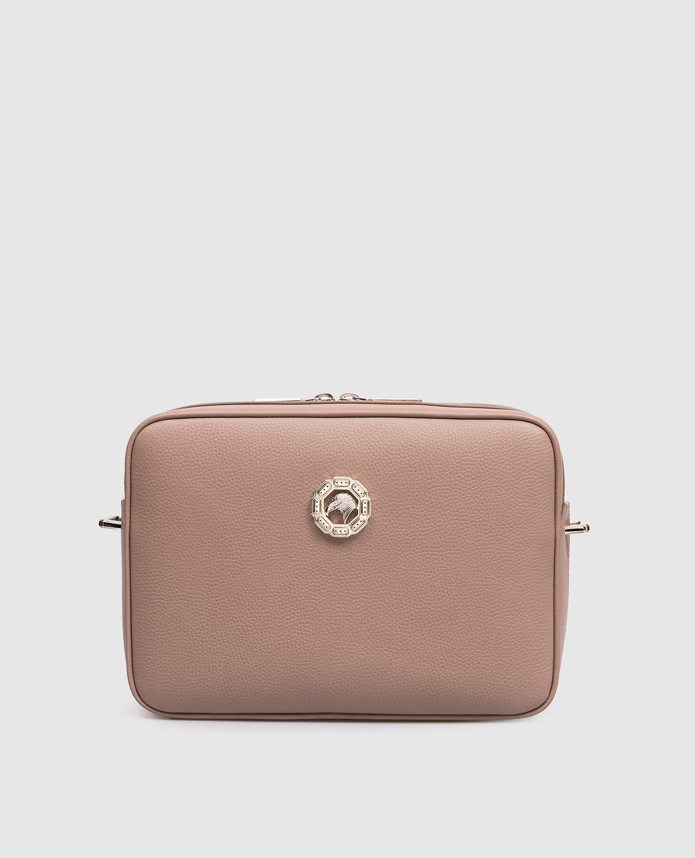 

Beige leather bag with textured emblem Stefano Ricci
