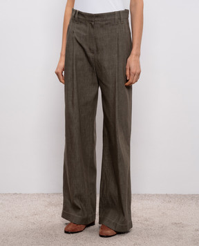 Brunello Cucinelli Khaki pants with monil chain MB125P5759