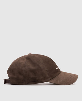 Brunello Cucinelli Brown suede cap with logo embroidery MPCLF9850