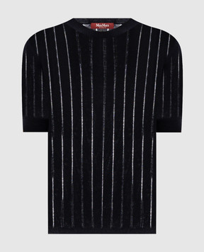 Max Mara Navy blue silk and wool top MSTRAGNO
