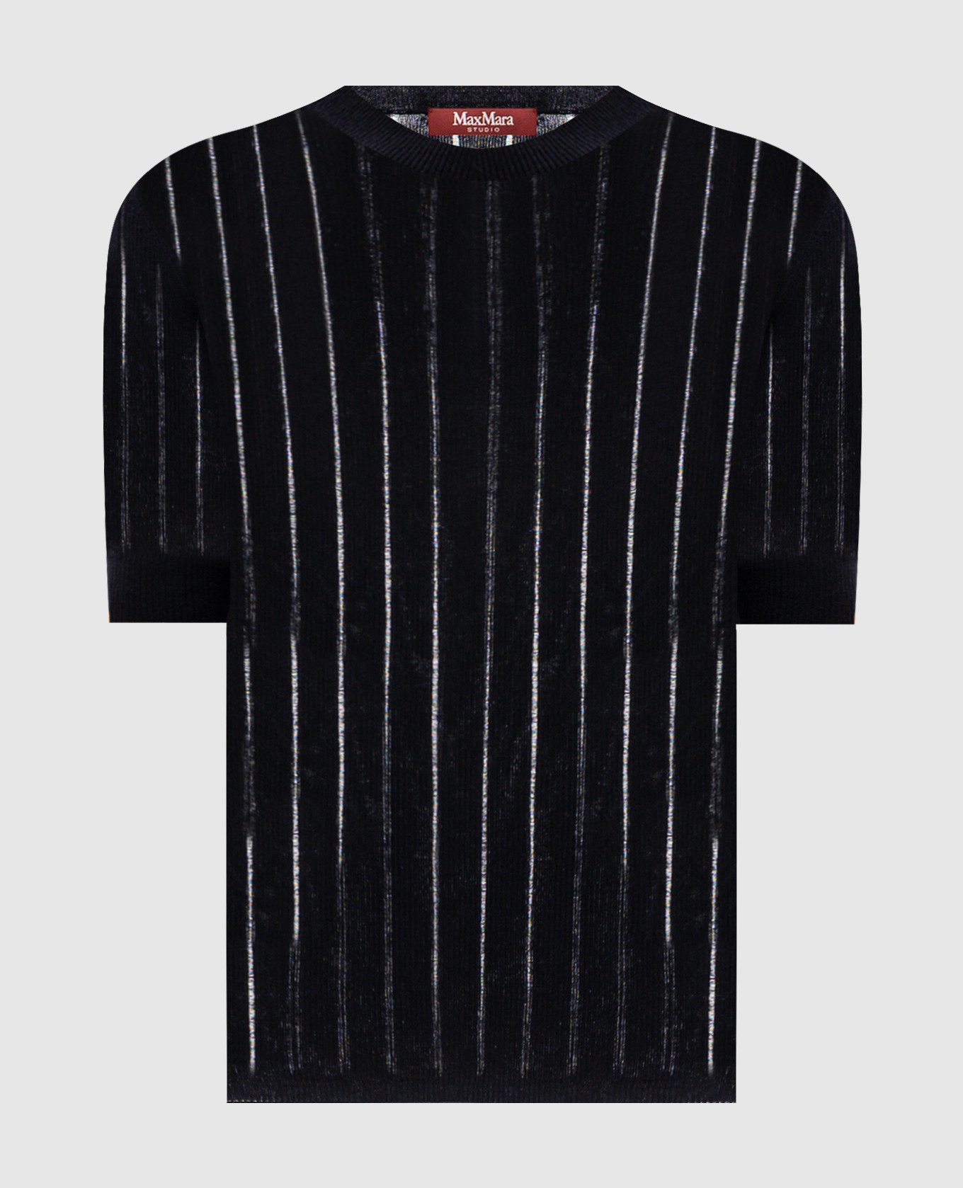Navy blue silk and wool top