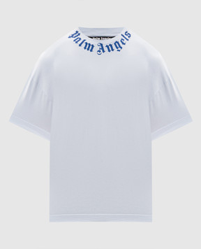 Palm Angels Blue T-shirt with logo print PMAA109S26JER008