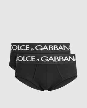 Dolce&Gabbana Set of black briefs with logo pattern M9D69JONN97