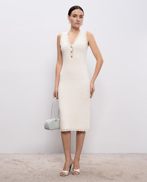 Twinset Beige midi dress with logo 261TP3073