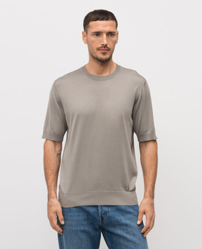Dolce&Gabbana Khaki silk T-shirt GXX03ZJBSO5