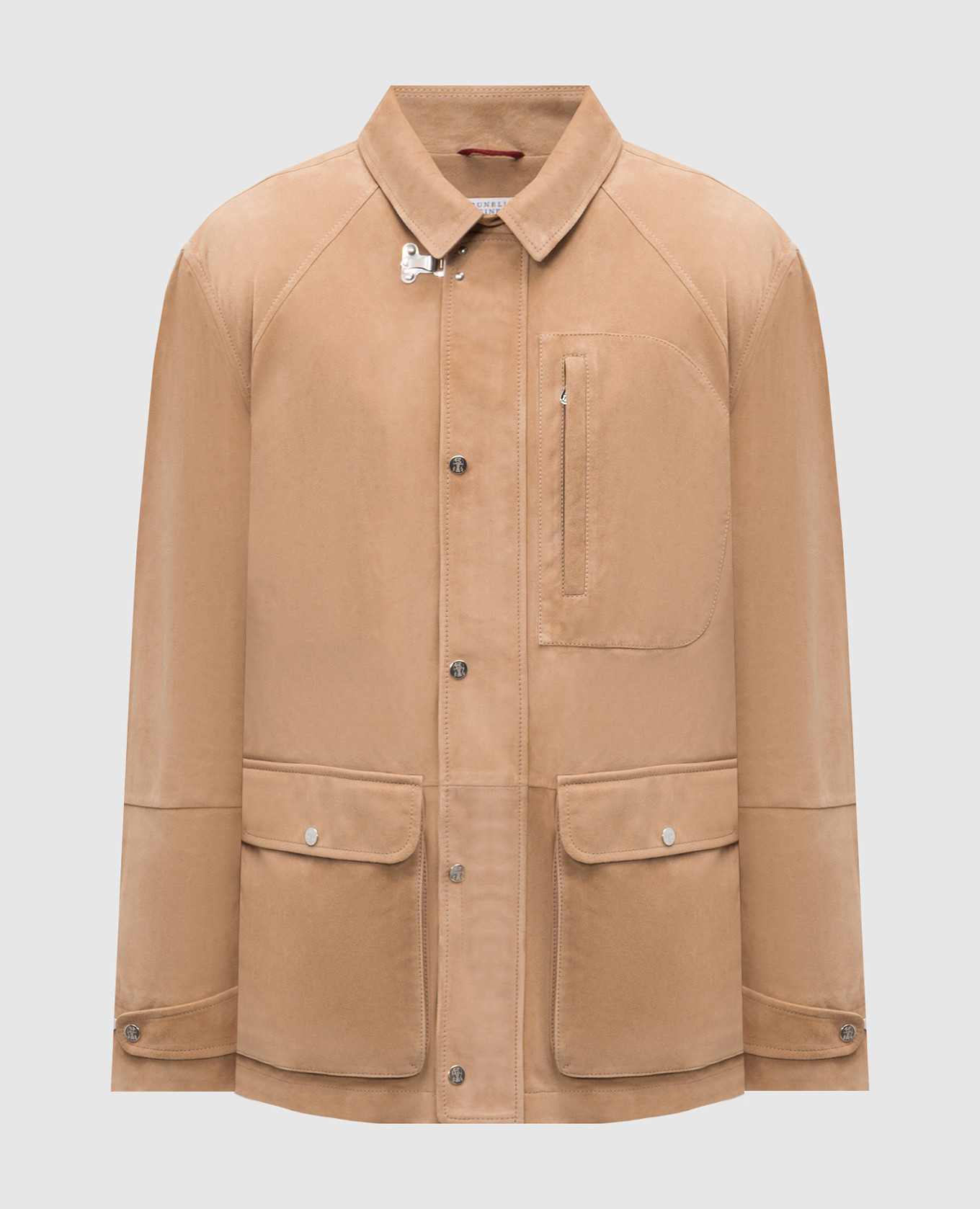 

Beige suede jacket with emblem Brunello Cucinelli