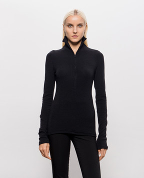 Thierry Mugler Black wool top with zipper 26F1TO09001038
