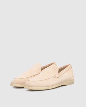 Stefano Ricci Beige suede loafers with emblem UC64G2287SDP