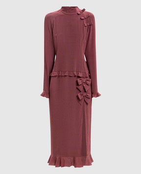 Alessandra Rich Burgundy polka dot silk dress FABX4399F4819