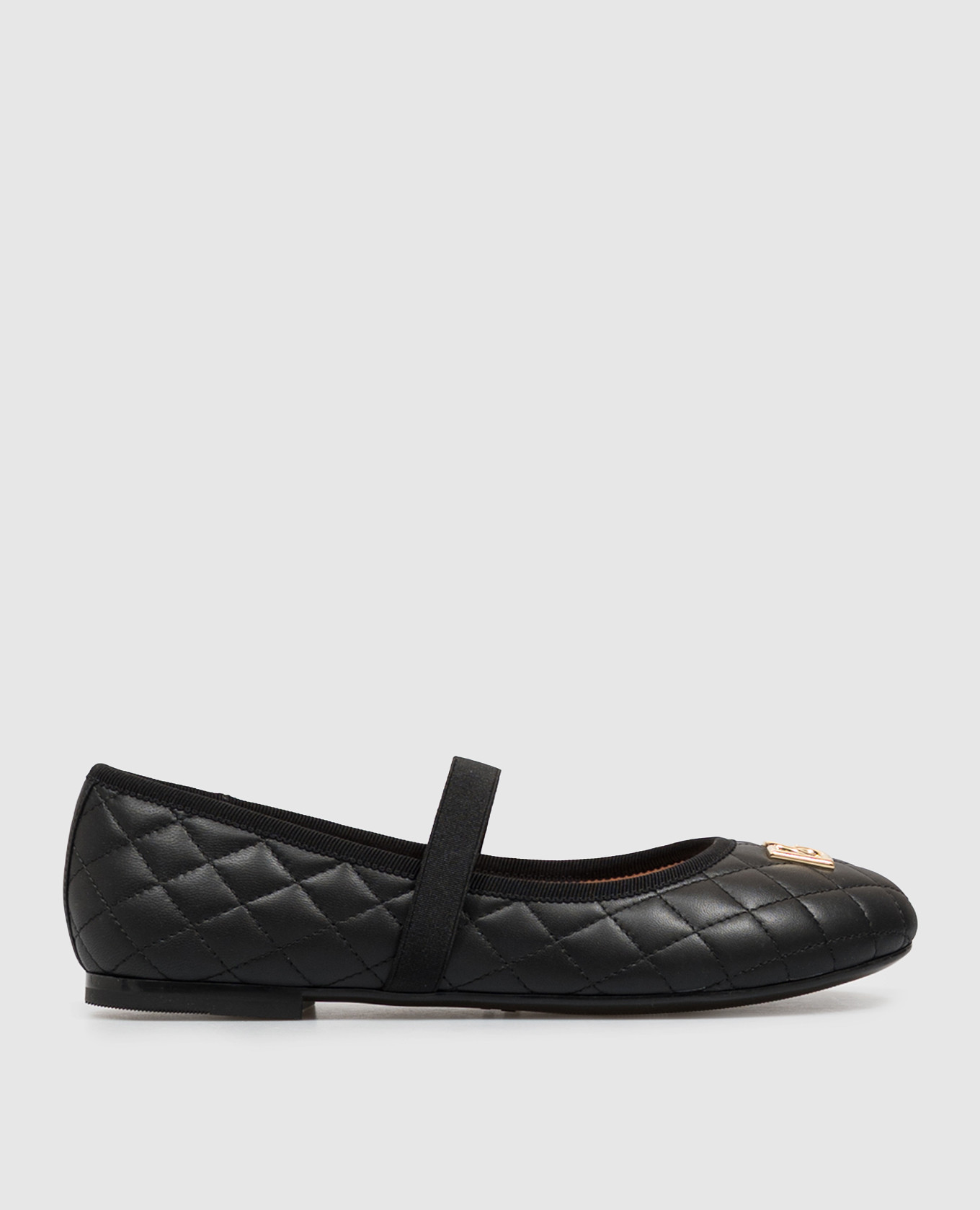 Black leather ballet flats with stitching Dolce&Gabbana
