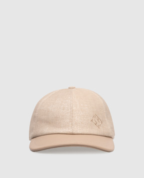Peserico Beige combination cap with monogram A36218C0RCC778