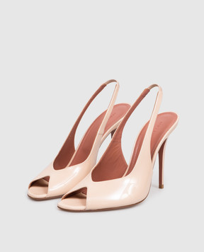 Amina Muaddi Kristina beige patent leather slingbacks 16S366080KRI