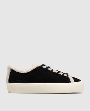 Inuikii Black suede sneakers with fur trim 10010010242
