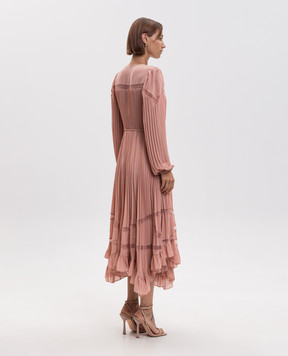 Twinset Pink pleated dress with lace 262TP271A
