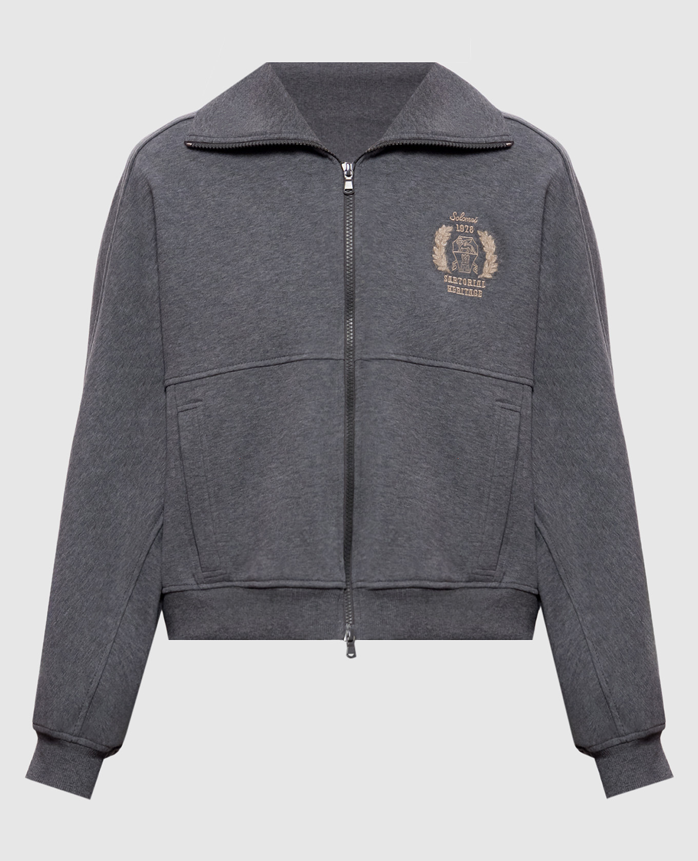 Graue Sportjacke mit Stickerei