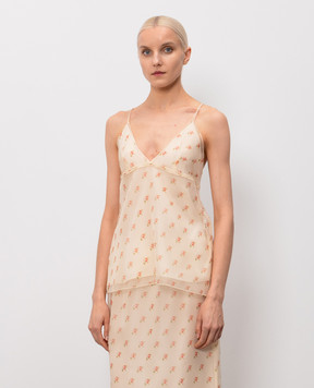 Khaite Timy beige floral silk top 24663436