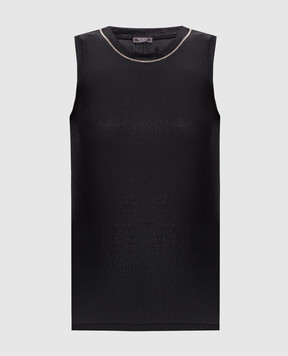 Peserico Black T-shirt with monil chain E08700J001116