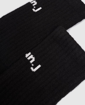 Juun.j Black insulated socks with logo pattern JC61KTP015