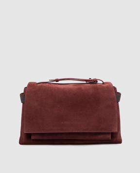 Brunello Cucinelli Burgundy suede bag with monil chain MBDLB2816P