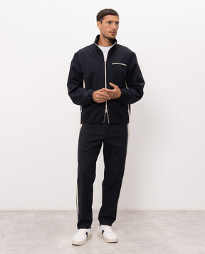 Moncler Blue pants with logo patch L20912A00017599LT