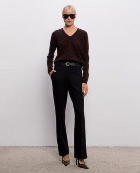 Twinset Brown wool pullover with pattern 262AP3021
