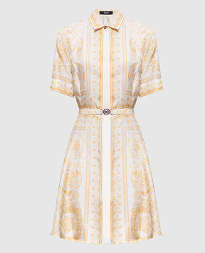 Versace White silk dress with Barocco Jacquard print 10210091A15215