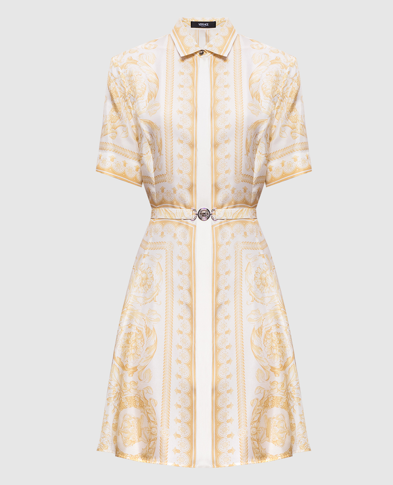 

White silk dress with Barocco Jacquard print Versace