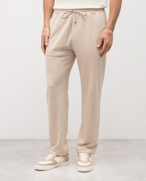 Brett Johnson Beige wool, silk and linen sweatpants SS26J7LP193SAN