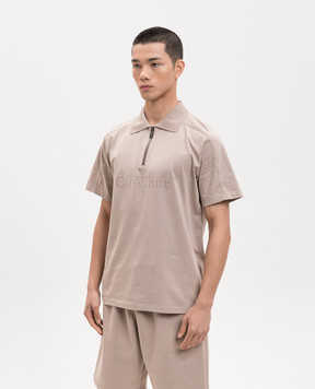 Off-White Beige polo shirt with logo print 44MAD00YS26J001