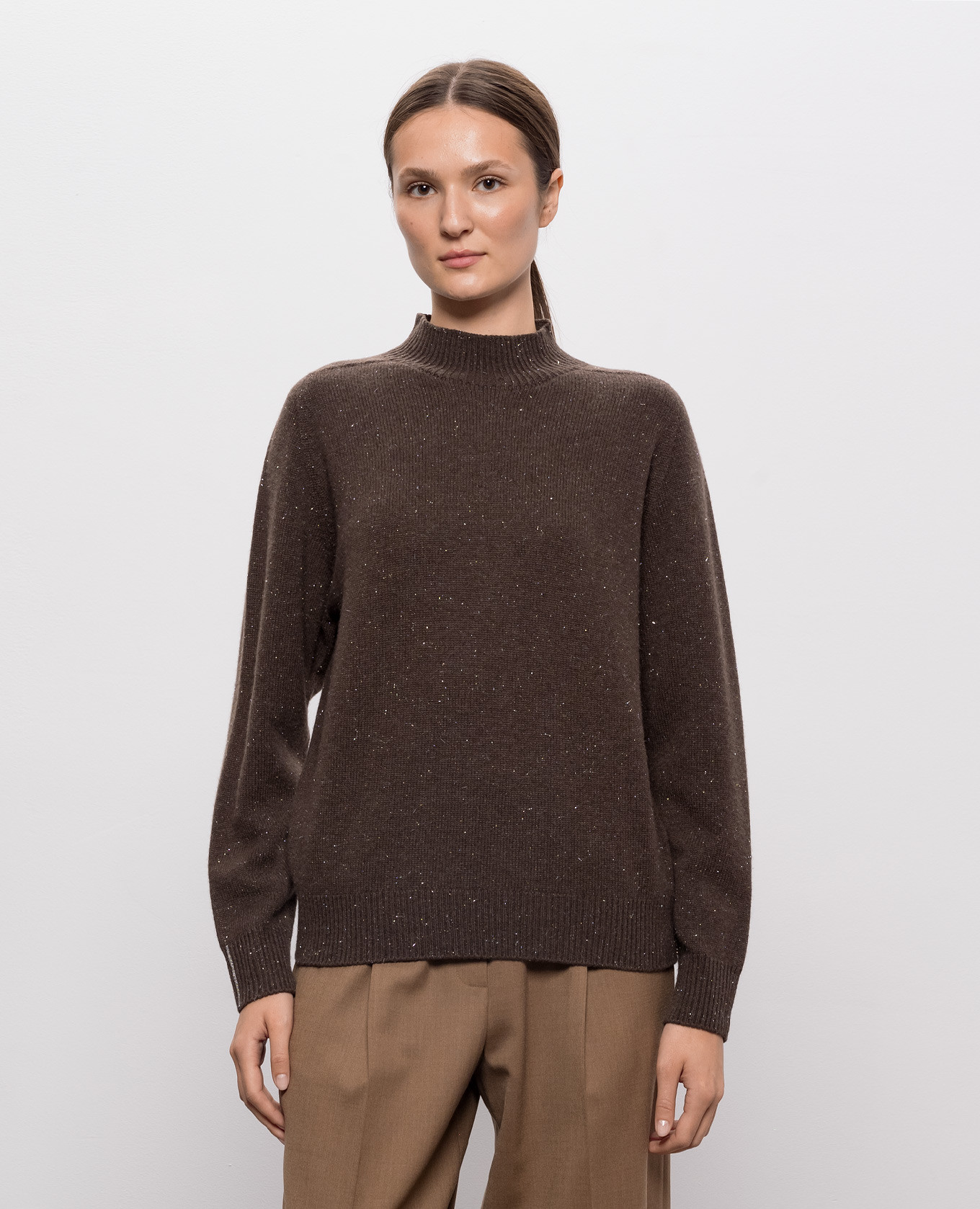 Brown wool and silk jumper Peserico 3