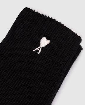 Ami Paris Black socks with embroidered logo USC628AK0024w