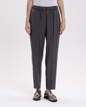 Peserico Gray wool checked pants A0407202563